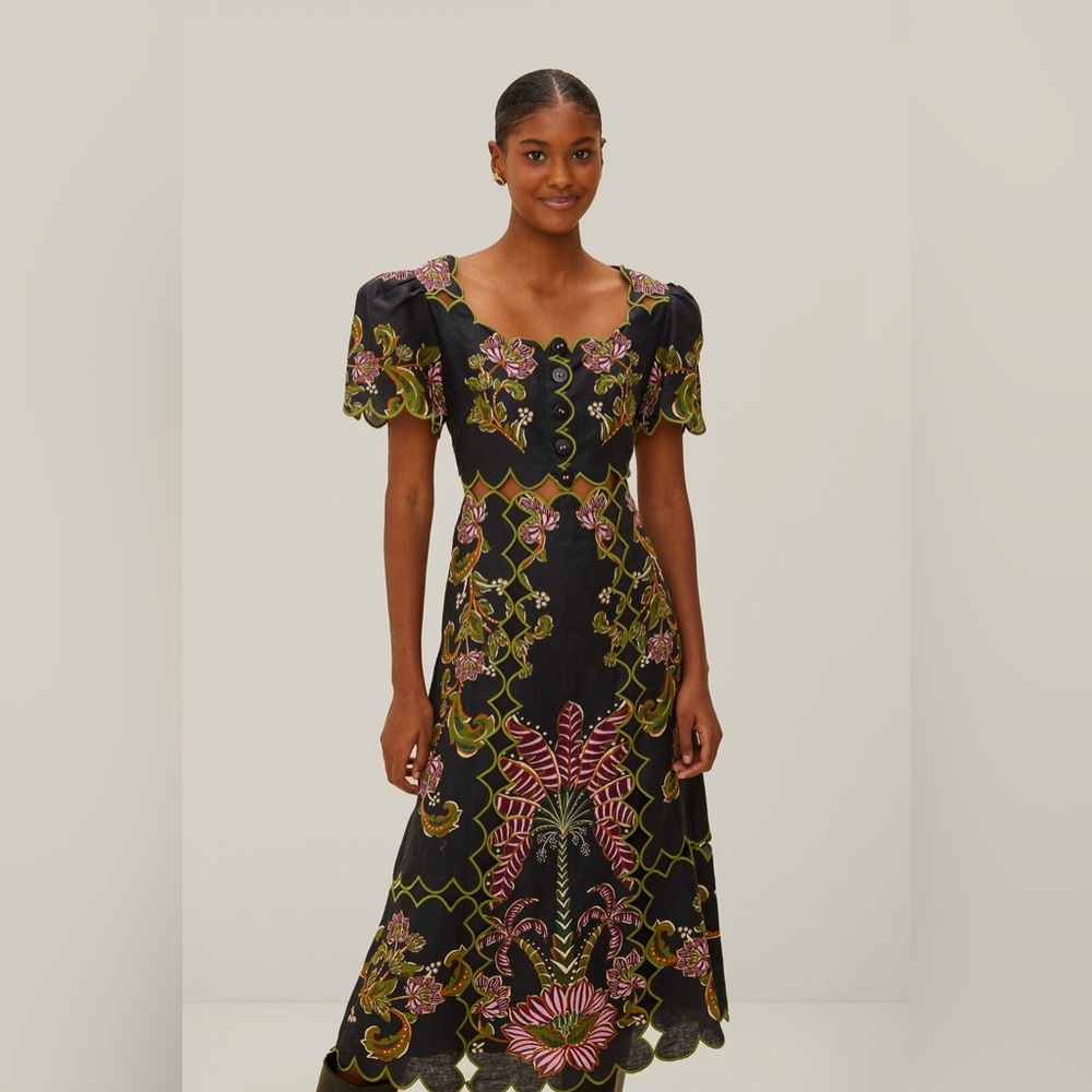 NWT Farm Rio Black Ravenala Short Sleeve Maxi Dress - Picture 2 of 11